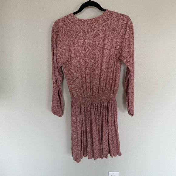 Faherty Montara Leaf Batik Long Sleeve Dress Pink Floral Casual Boho Women Small - Picture 14 of 16